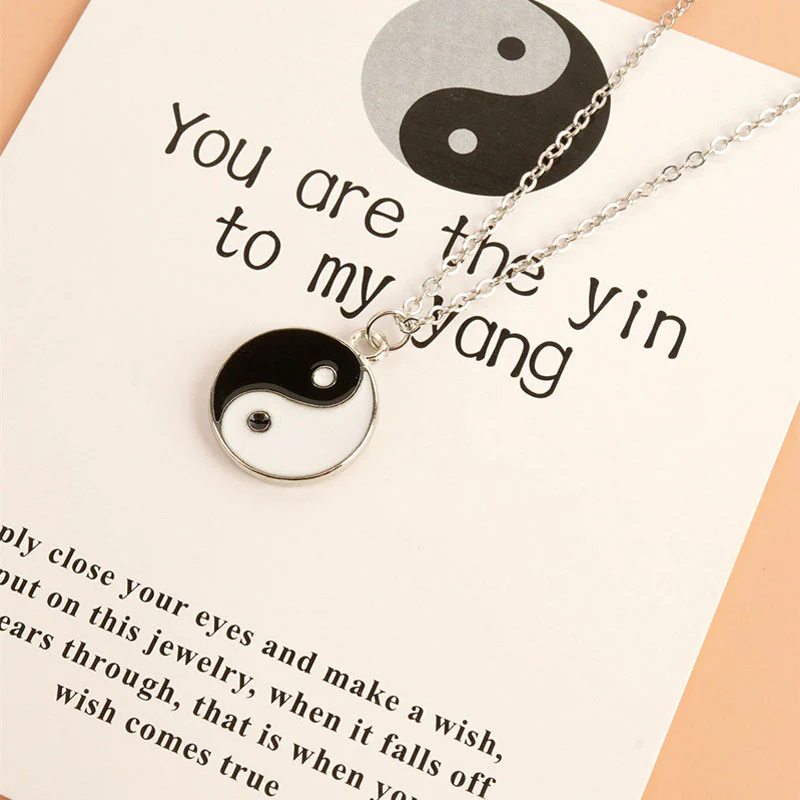 Buddha Stones 2Pcs Yin Yang Harmony Balance Necklace Pendant