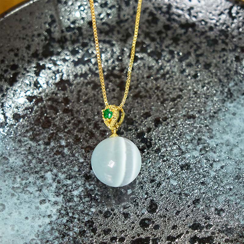 Buddha Stones Cat's Eye Round Ball Confidence Necklace Pendant