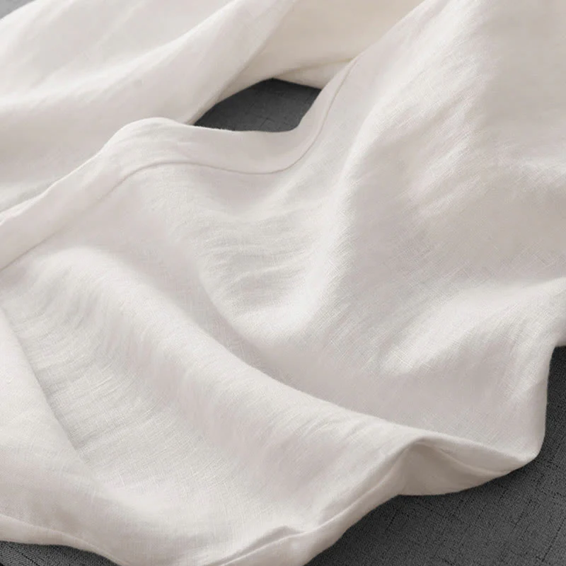 Buddha Stones Casual High Waist Ruffled Drawstring Design Women's Wide Leg Cotton Pants With Pockets