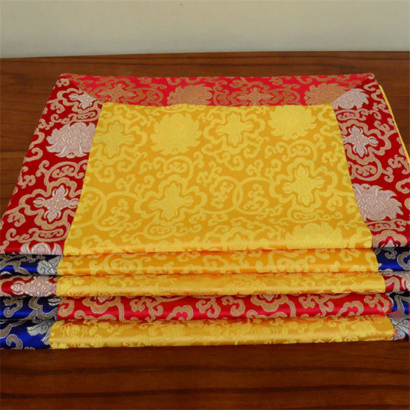 Buddha Stones Brocade Prayer Altar Flower Vajra Dragon Pattern Auspicious Symbols Table Runner