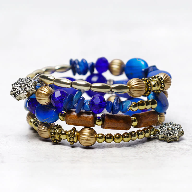 Buddha Stones Multilayer Irregular Turquoise Agate Beads Blessing Bracelet