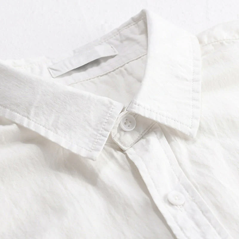 Buddha Stones Casual Embroidery Match Flame Pattern Lapel Men's Short Sleeve Cotton Shirt With Pocket