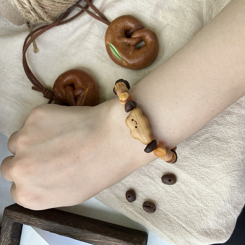 Buddha Stones Natural Irregular Cloud Coffee Beans Sandalwood Protection Bracelet