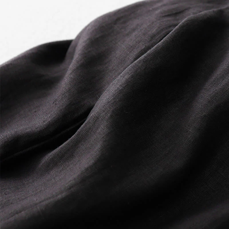 Buddha Stones Casual High Waist Ruffled Drawstring Design Women's Wide Leg Cotton Pants With Pockets