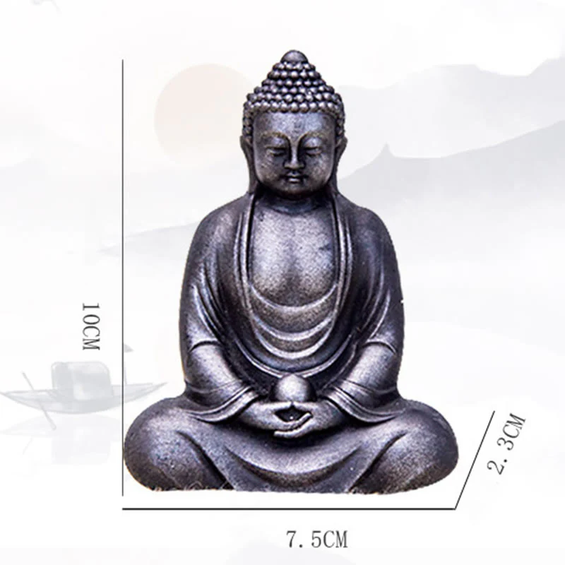 Buddha Stones Tibetan Meditating Buddha Iron Powder Rust Cast Resin Statue Serenity Decoration
