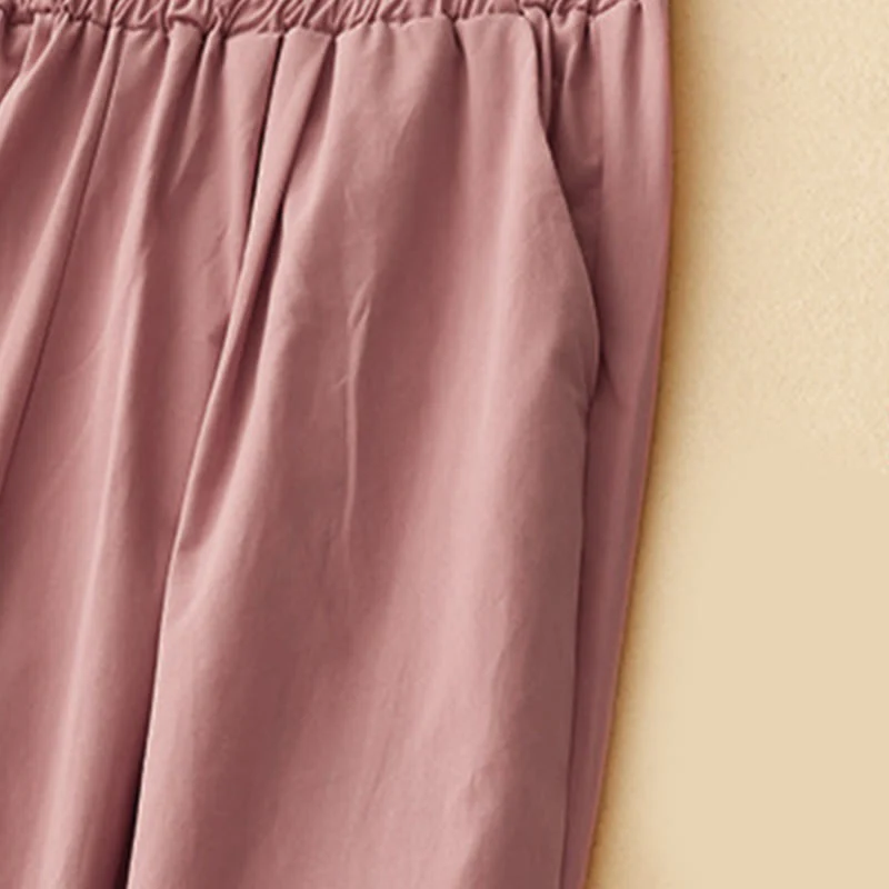 Buddha Stones 2pcs Women's Three-quarter Sleeve Shirt Harem Pants Meditation Clothing Set