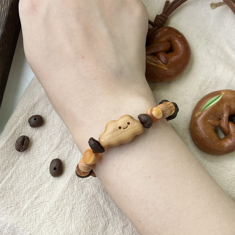 Buddha Stones Natural Irregular Cloud Coffee Beans Sandalwood Protection Bracelet