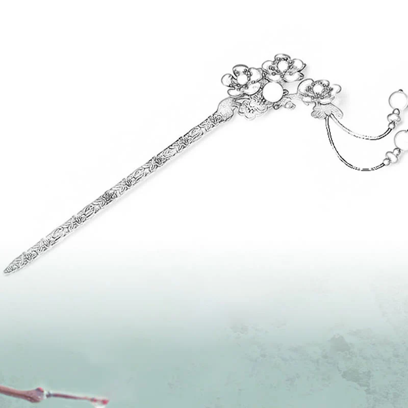 Buddha Stones Green Aventurine Red Agate Alloy Flowers Soothing Hairpin