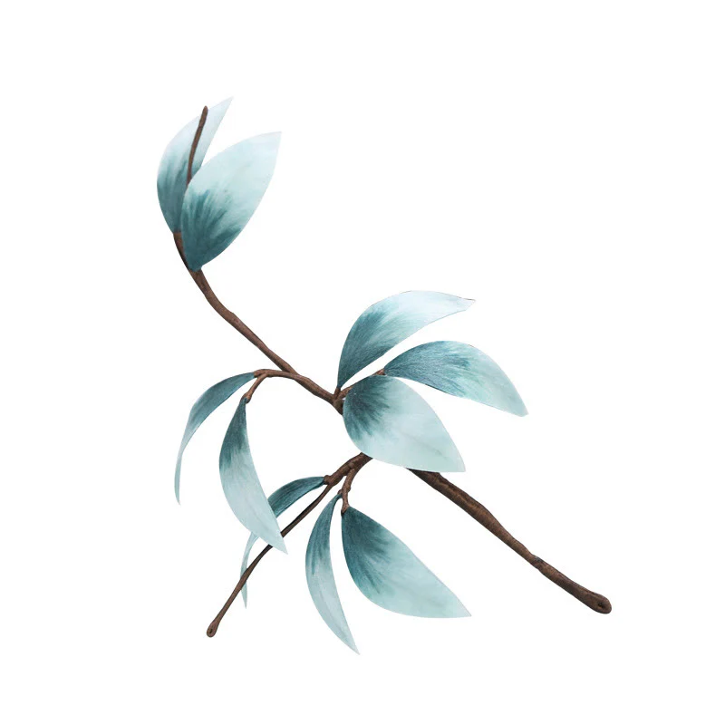 Buddha Stones Handmade Velvet Flower Bamboo Leaf Soft Hairpin