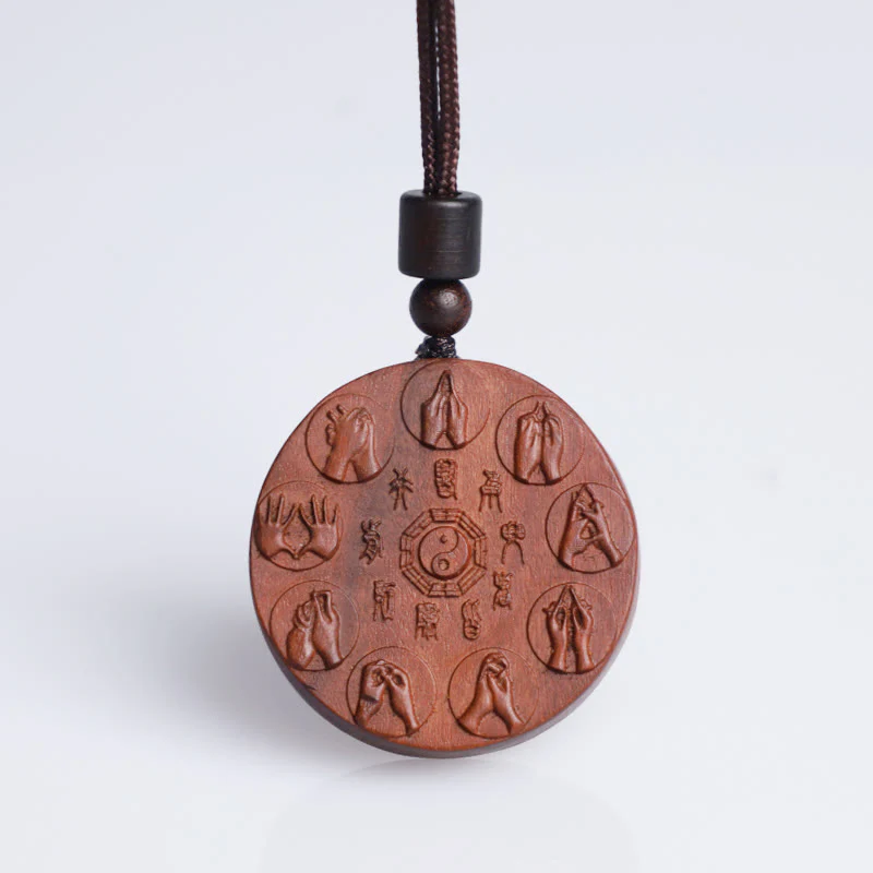 Buddha Stones Lightning Struck Jujube Wood Yin Yang Bagua Mountain Ghosts Spend Money Protection Necklace Pendant
