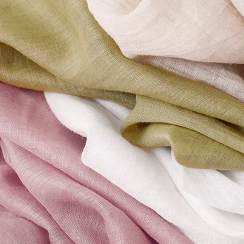 Buddha Stones Summer Embroidery Double Layer Cotton Linen Women's Wide Leg Pants With Pockets