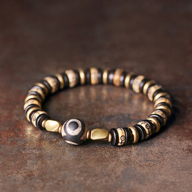 Buddha Stones Tibetan Bone Beads Ebony Wood Strength Bracelet