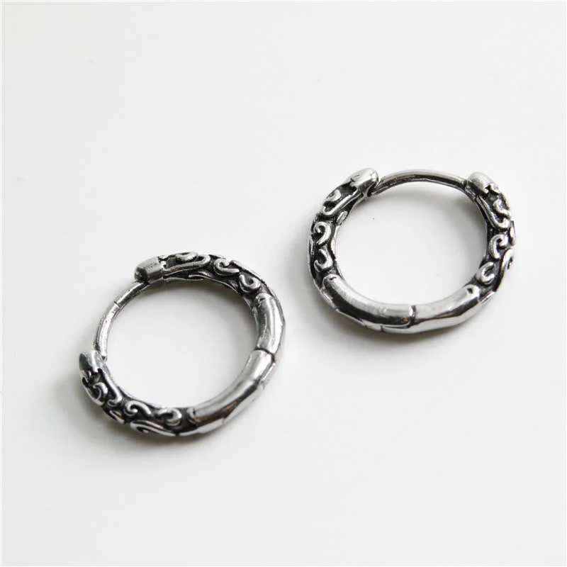 Buddha Stones Viking Celtic Hoop Titanium Steel Balance Earrings