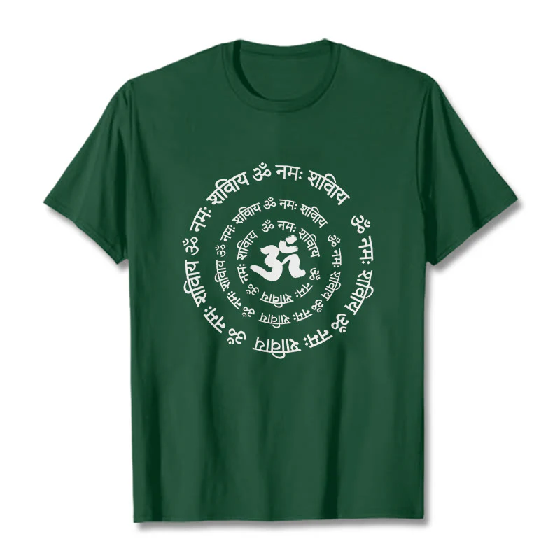 Buddha Stones OM Symbol Sanskrit Mantras Design Cotton Tee T-shirt