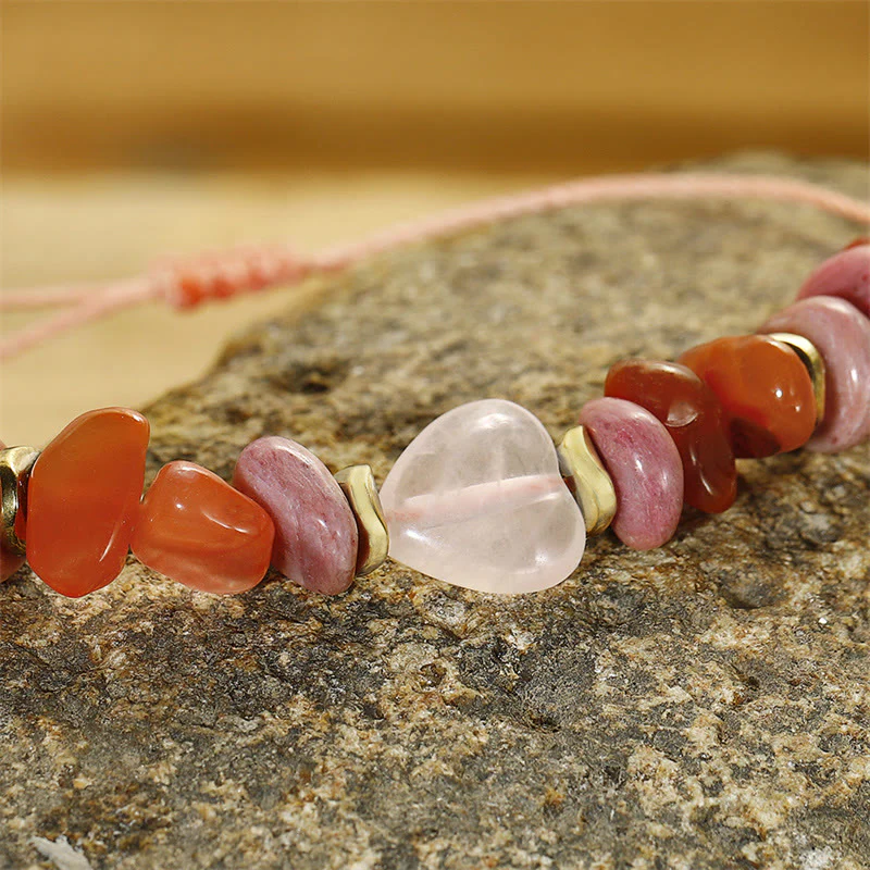 Buddha Stones Thinking Of You Rose Quartz Rhodonite Carnelian Relationships Bracelet