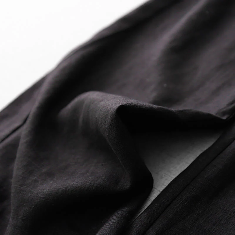 Buddha Stones Casual High Waist Ruffled Drawstring Design Women's Wide Leg Cotton Pants With Pockets