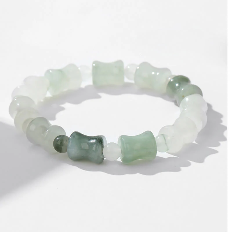 Buddha Stones Jade Coconut Shell Bamboo Pattern Abundance Luck Bracelet