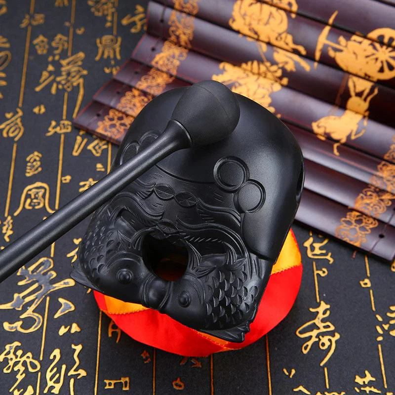 Buddha Stones Koi Fish Pattern Mindfulness Buddhist Temple Mokugyo Wooden Fish Drum