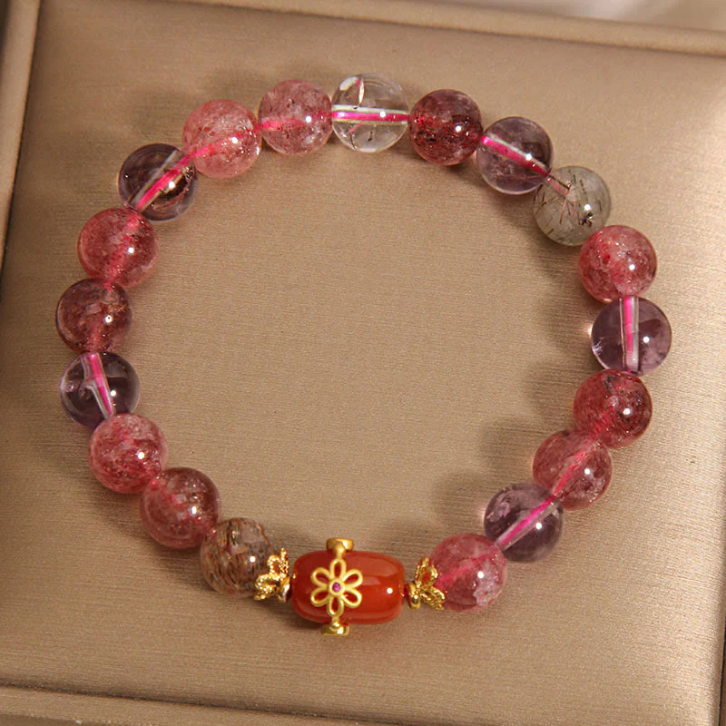 Buddha Stones Natural Super Seven Crystal Red Agate Positivity Bracelet