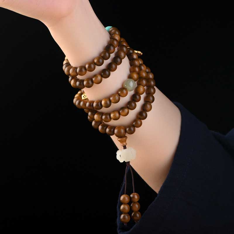 Buddha Stones Tibetan Rosewood Protection Calm Bracelet Mala
