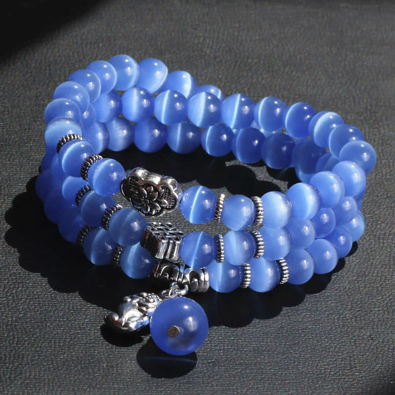 Buddha Stones Cat Eye PiXiu Support Triple Wrap Bracelet