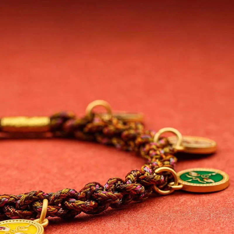 Buddha Stones Tibetan Five God Of Wealth Thangka Luck Braid String Bracelet