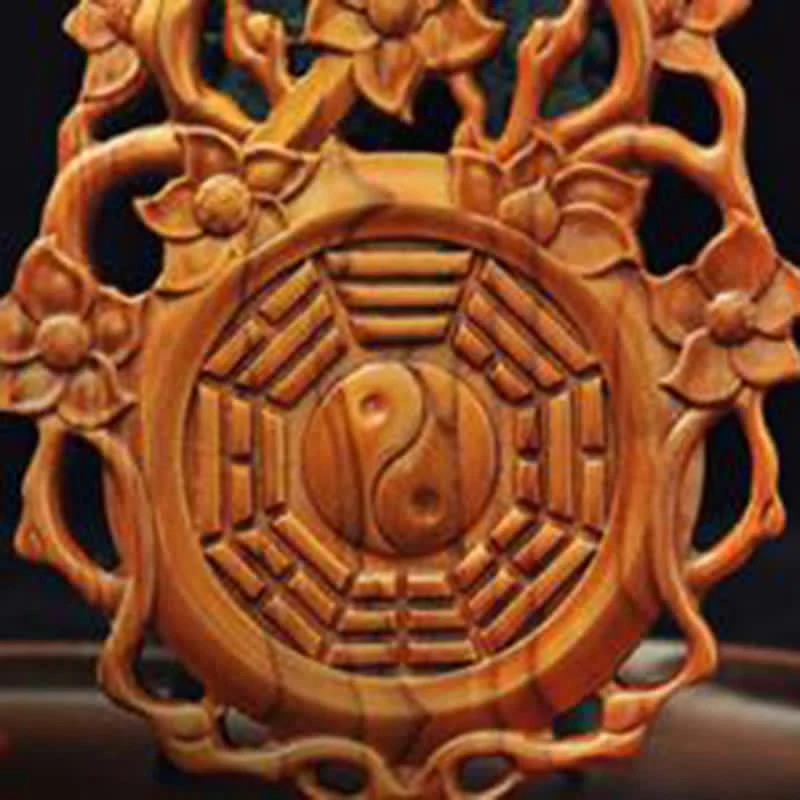 Buddha Stones Feng Shui Bagua Map Peach Wood Chinese Knotting Balance Energy Map