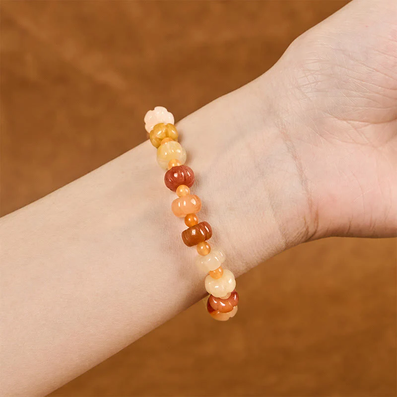 Buddha Stones Golden Silk Jade Pumpkin Beads Wealth Luck Bracelet
