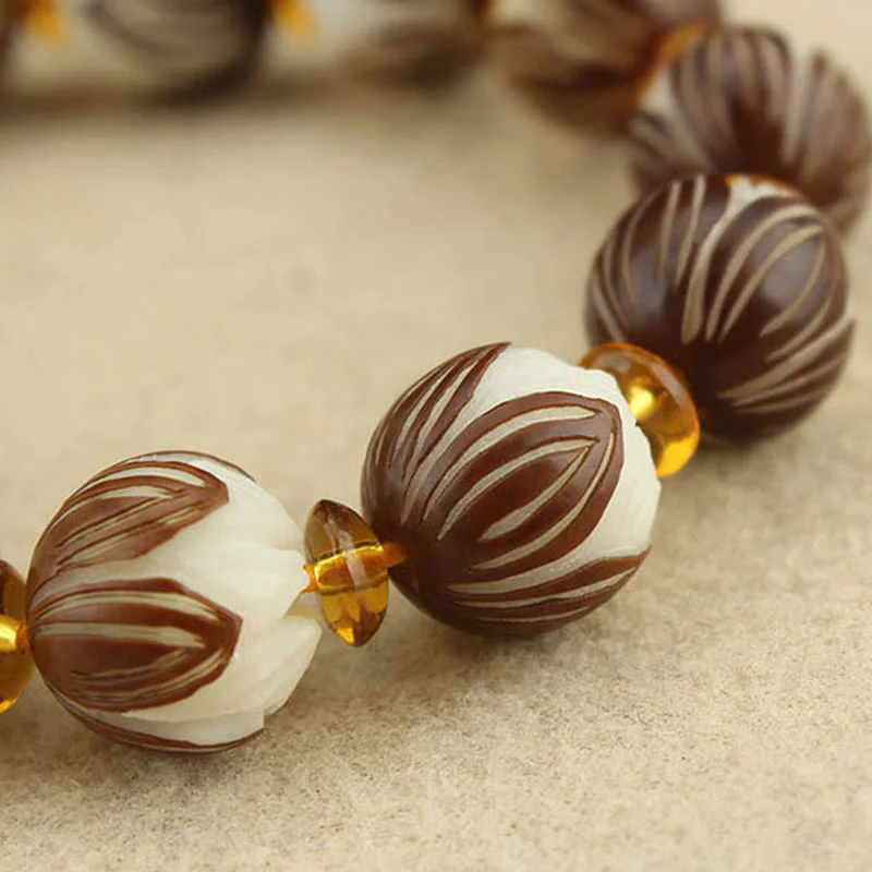 Buddha Stones Tibetan Mala White Bodhi Seed Peace Bracelet