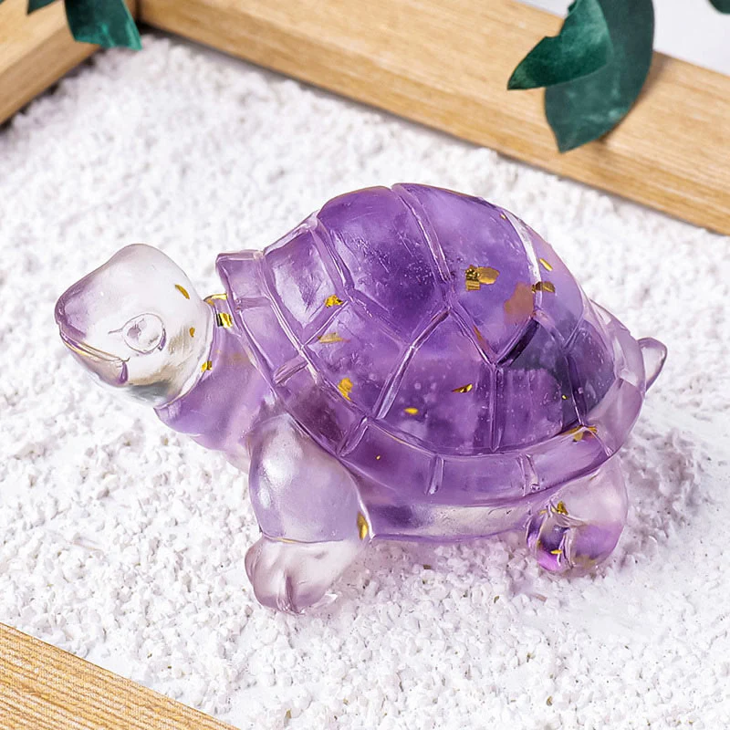 Buddha Stones Various Stone Citrine Green Aventurine Amethyst Mini Turtle Prosperity Home Decoration