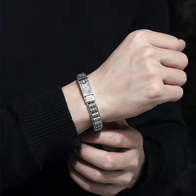 Buddha Stones Tibetan Copper Buckle Om Mani Padme Hum Peace Metal Bracelet