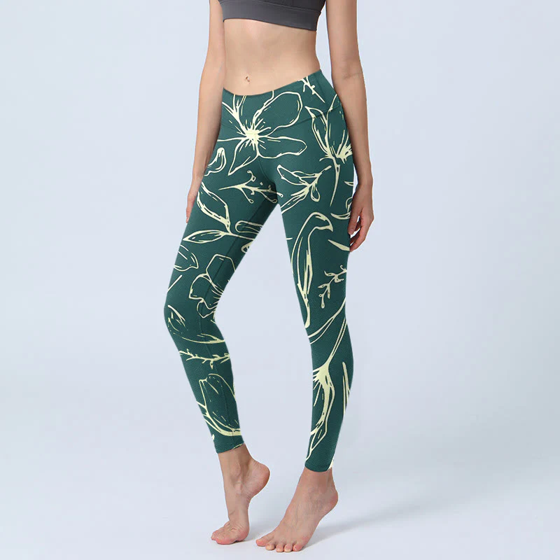 Buddha Stones Large Floral Petals Print Gym Leggings Women's Yoga Pants