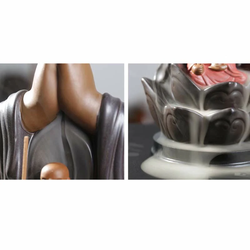 Buddha Stones Buddha Avalokitesvara Chenrezig Ksitigarbha Ceramic Lotus Blessing Backflow Incense Burner