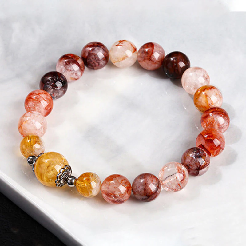 Buddha Stones Natural Red Hematoid Quartz Beads Balance Bracelet