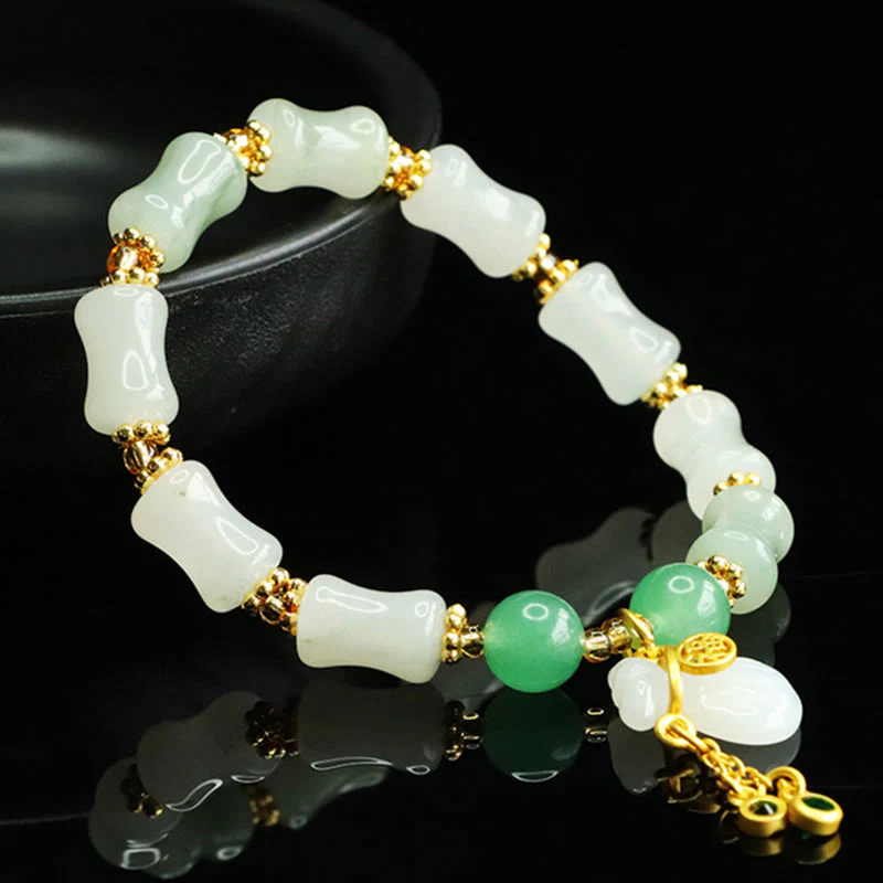 Buddha Stones Natural Tianshan Jade Fu Character Money Bag Pattern Prosperity Bracelet