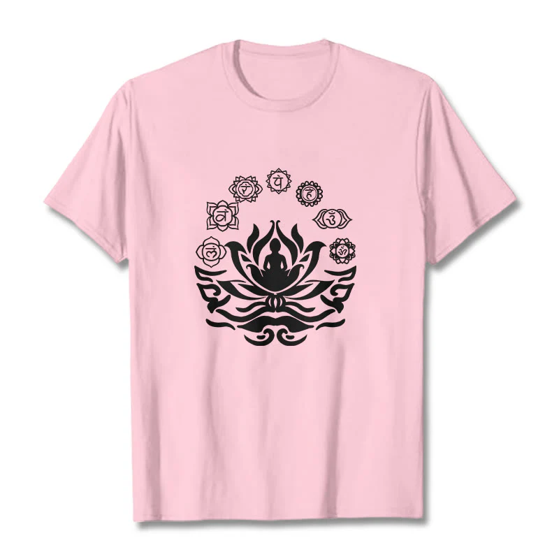 Buddha Stones OM Symbol Sanskrit Mantras Buddha Lotus Flower Design Tee T-shirt