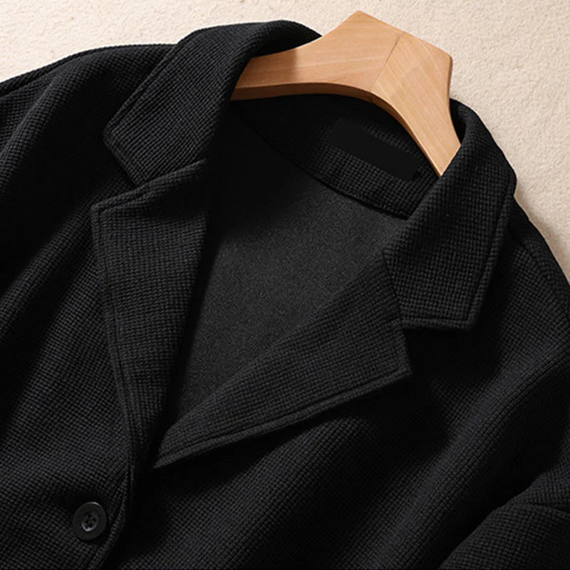 Buddha Stones Plain Lapel Women's Cotton Jacket With Pockets