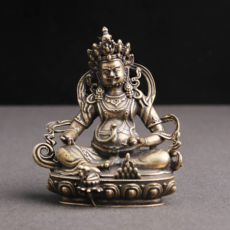 Buddha Stones Yellow Jambhala Bodhisattva Figurine Serenity Copper Statue Decoration