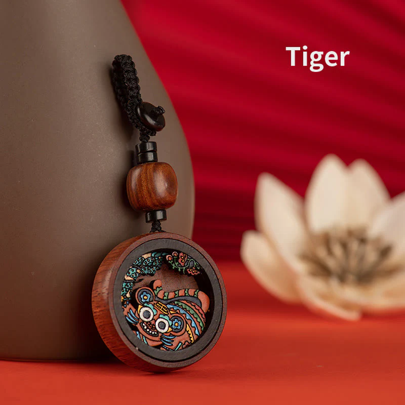 Buddha Stones Year Of The Dragon Hand Painted Chinese Zodiac Rosewood Carved Calm Key Chain (Extra 30% Off | USE CODE: FS30)