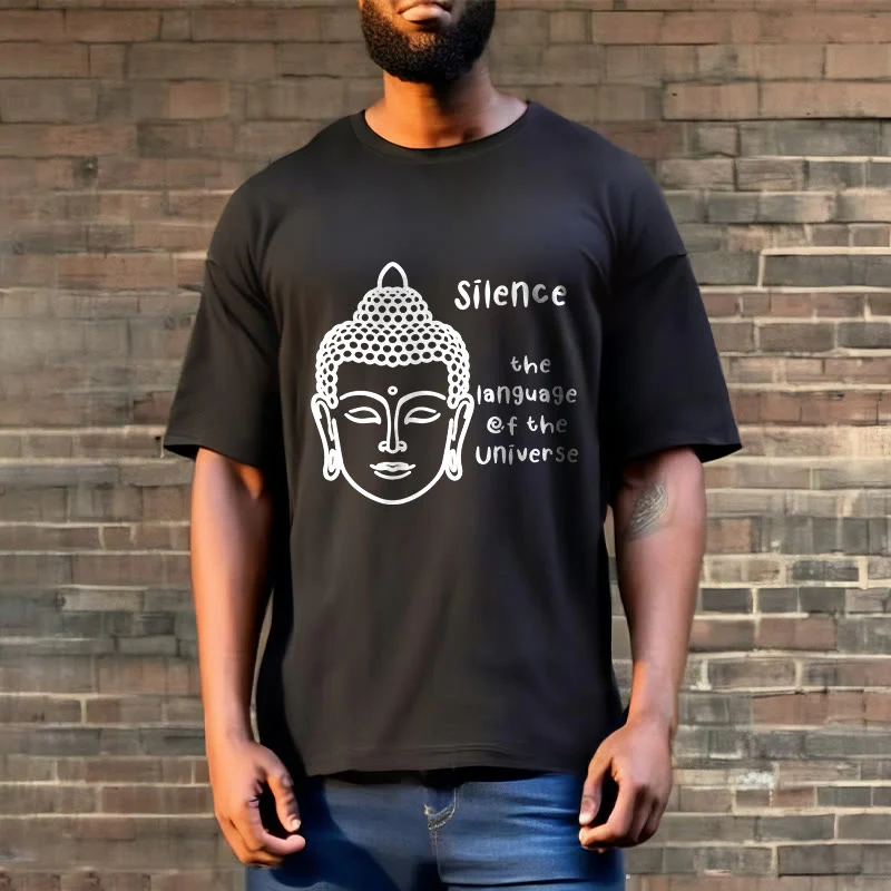 Buddha Stones Casual Meditating Buddha Head Pattern Cotton Tee T-shirt