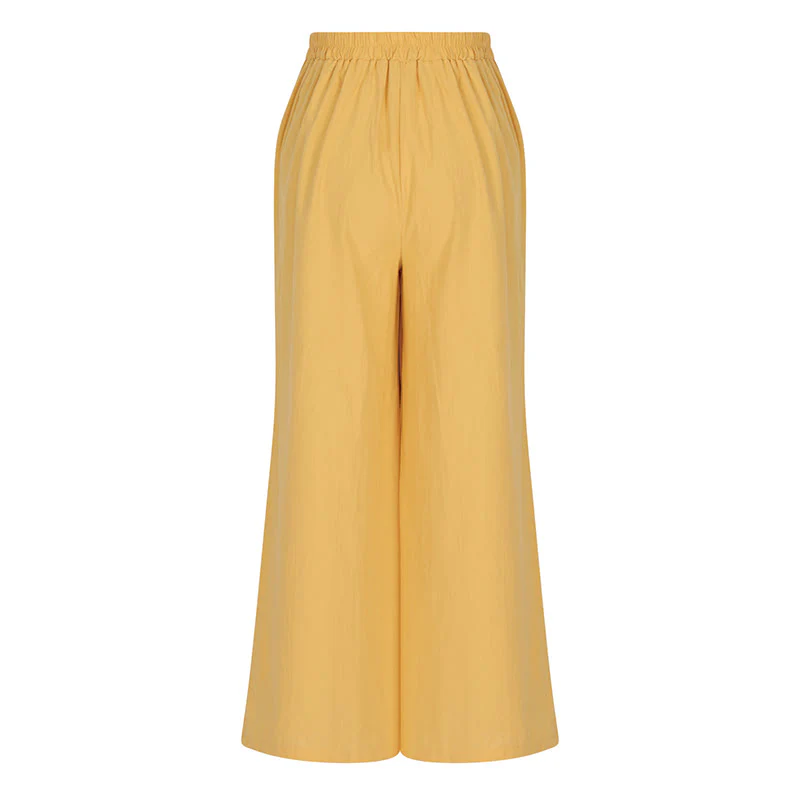 Buddha Stones Retro Casual High Waist Cotton Women's Wide Leg Pants With Pockets