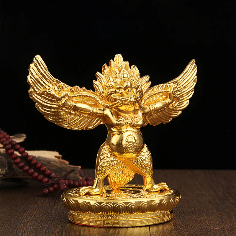 Buddha Stones Tibetan Gold Garuda Bird Alloy Protection Home Decoration