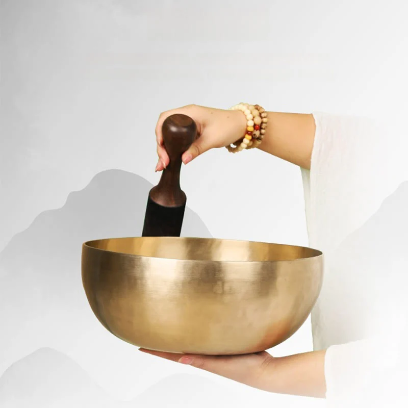 Buddha Stones Handmade Nepal Golden Singing Bowl for Healing and Meditation Sound Bowl Set