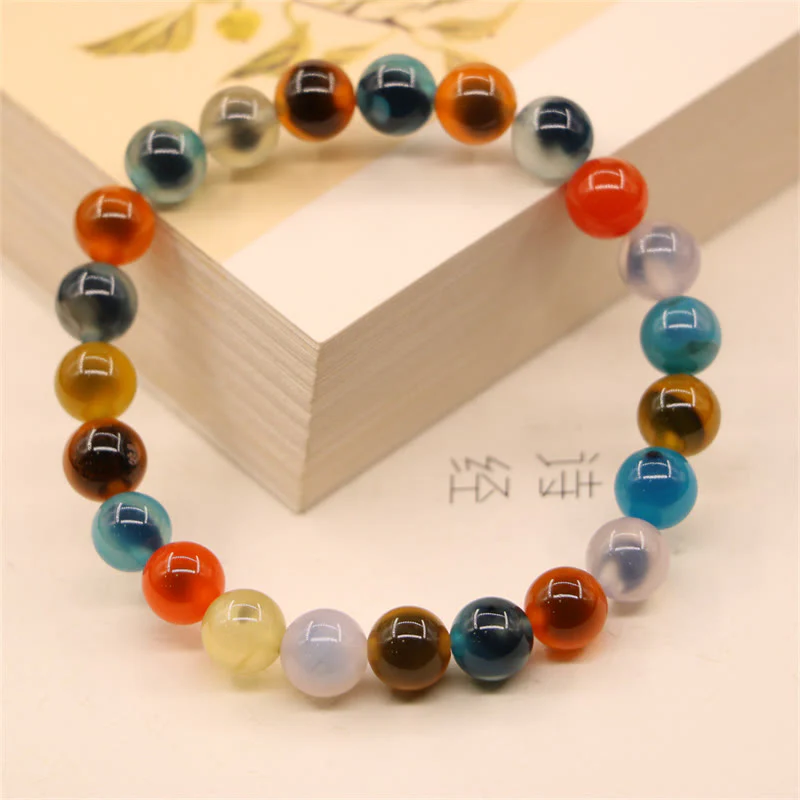 Buddha Stones Colorful Candy Agate Healing Strength Bead Bracelet