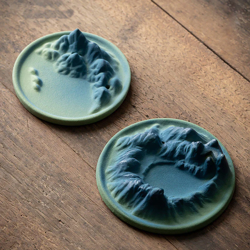 Buddha Stones Creative Mountain River Ceramic Healing Backflow Incense Burner