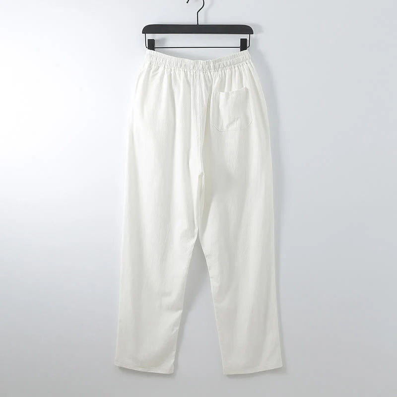 Buddha Stones 2Pcs Lace-up Cotton Kimono Pants With Pockets Men's Meditation Cloth Set