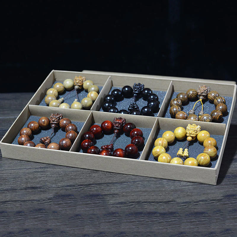 Buddha Stones Rosewood Green Sandalwood Small Leaf Red Sandalwood Dragon Carved Protection Bracelet