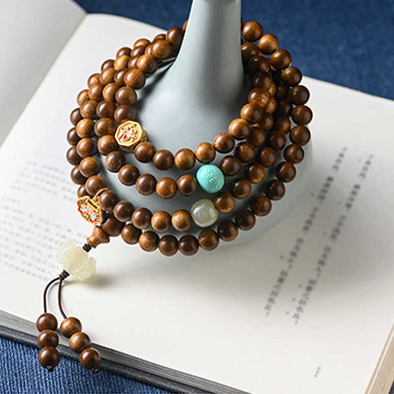 Buddha Stones Tibetan Rosewood Protection Calm Bracelet Mala