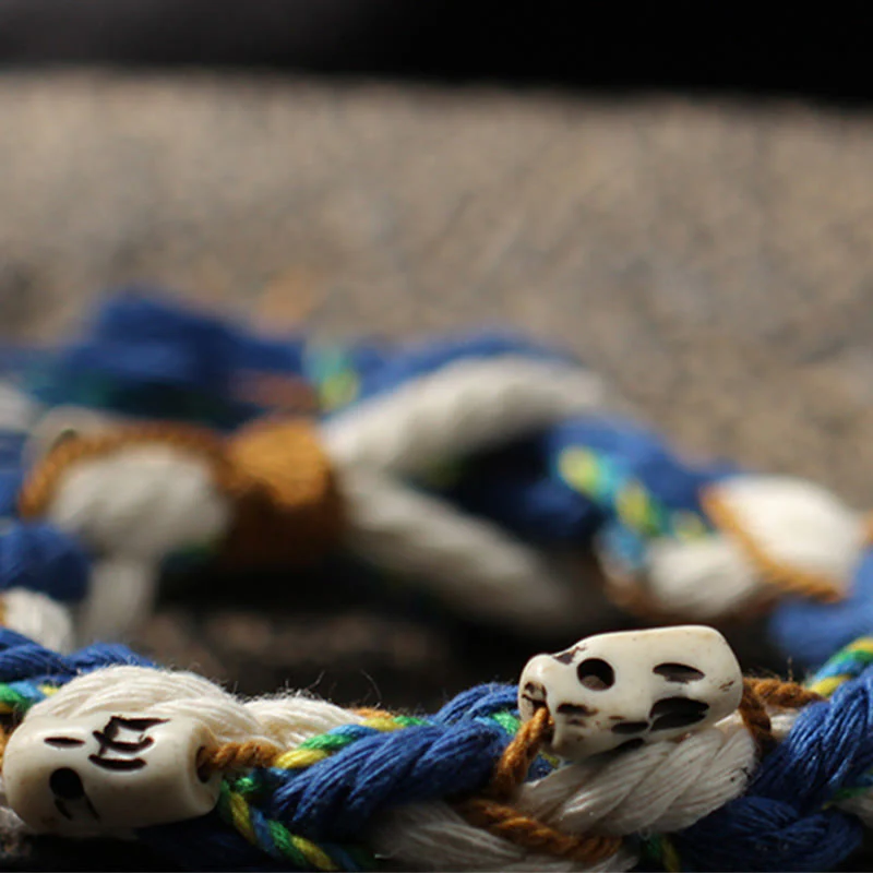 Buddha Stones Tibetan Zakiram Goddess of Wealth Bead Engraved Handmade Luck Bracelet