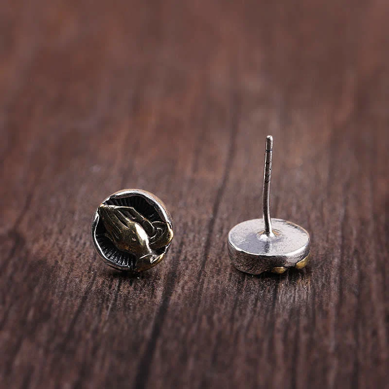 Buddha Stones 925 Sterling Silver Namaste Equality Stud Earrings